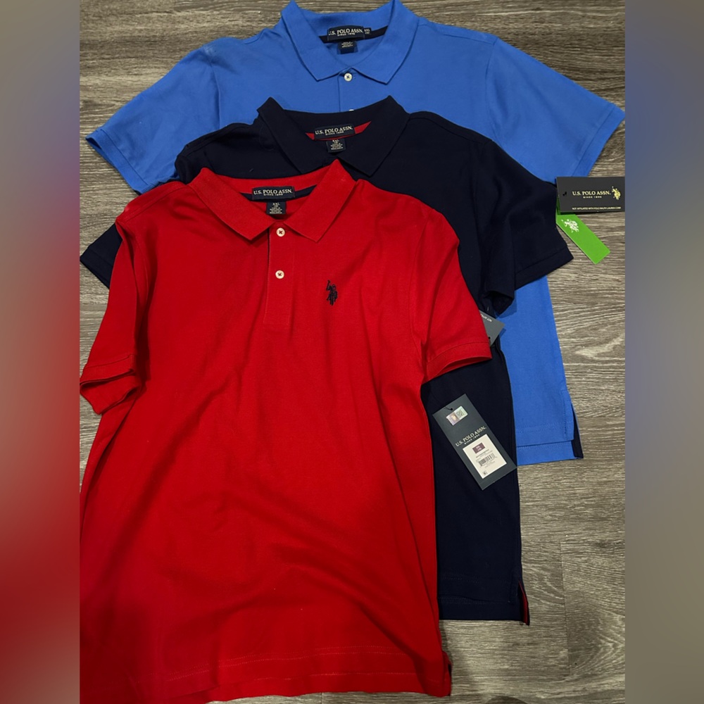 U.S. Polo Assn. Kids Polo Shirt Trio - Red, Blue, Navy